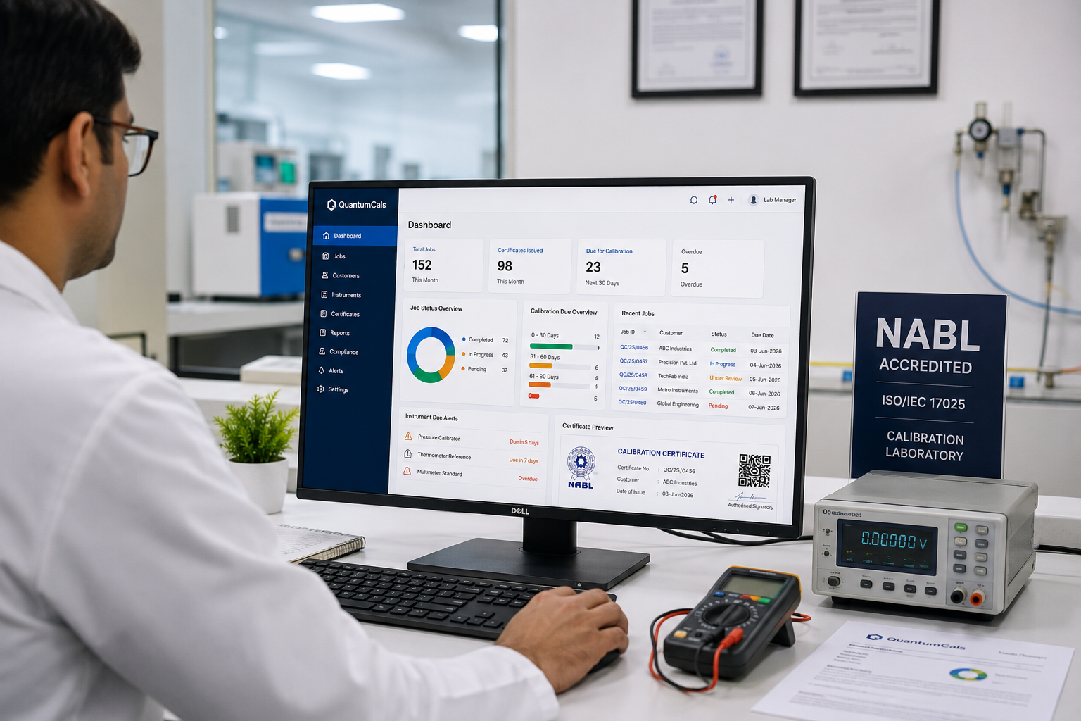 NABL accredited calibration lab using LIMS software for ISO 17025 compliance tracking